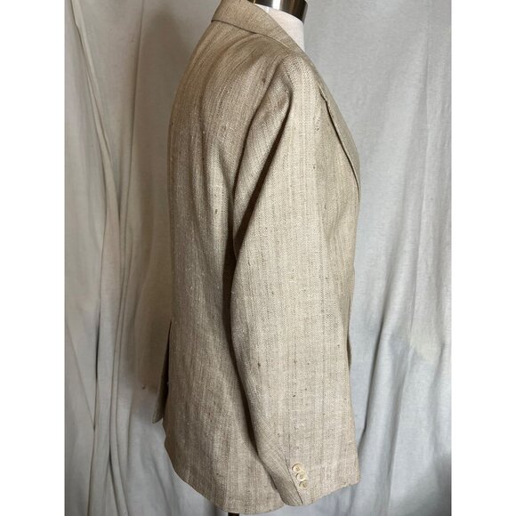 Vintage Di Mitri Men's Silk Blazer Jacket Beige 100% Pure Silk Two-Button Size M - Picture 9 of 16